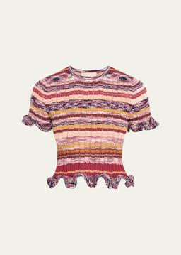 Miya Short-Sleeve Knit Ruffle Top