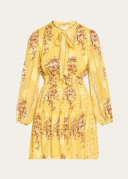 Maris Necktie Long-Sleeve Mini Dress