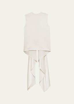 Sleeveless Draped Silk Scarf Top