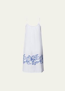 Liz Leaf-Embroidered Cotton Chemise
