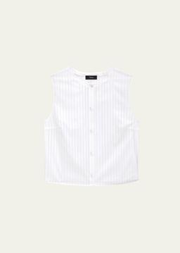 Stripe Button-Front Sleeveless Shell