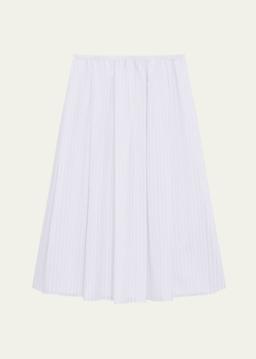 Stripe Pleated Midi Skirt