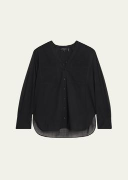 Oversized Lightweight Button-Front Shirt