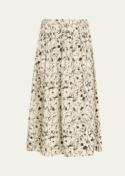 Austin Printed Poplin Midi Skirt