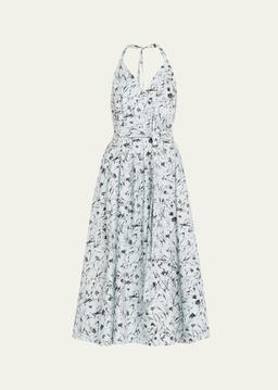 Ellison Printed Poplin Halter Dress