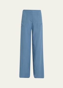 Eda Patch-Pockets Wide-Leg Pants