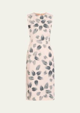 Delavina Printed Sheath Midi Dress