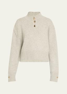 Rowe Macroon-Button Crop Henley Sweater