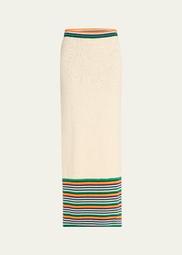Stripe Boucle Knit Pencil Skirt