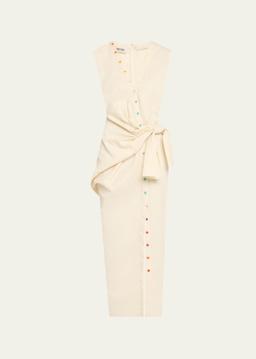 V-Neck Sleeveless Sarong Maxi Shirtdress