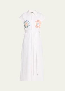 Sequined Sleeveless Belted Shirtdress