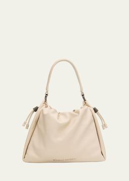 Small Lambskin Leather Bucket Bag
