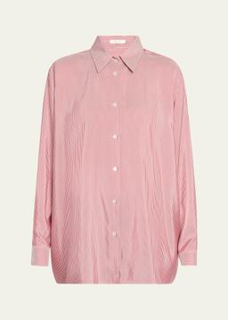Tansy Striped Silk Button-Down Shirt