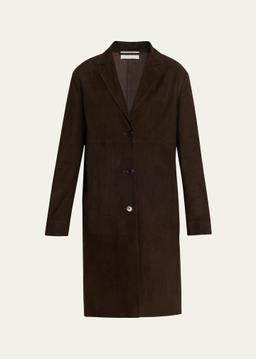 Babilonia Suede Belted Single-Breasted Coat