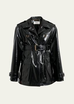 Shiny Cotton Belted Trench Coat
