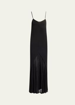 Sheer Skirt Panel Jersey Dress