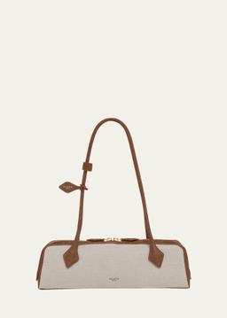 Le Teckel Medium Shoulder Bag in Canvas and Leather