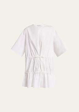 Short-Sleeve Tiered Tie Mini Dress