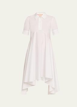 Short-Sleeve Empire-Waist Midi Polo Shirtdress