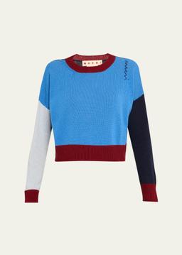 Colorblock Cashmere Crewneck Sweater