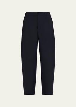 Elastic Waistband Straight-Leg Trousers