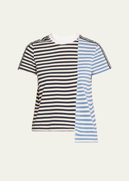 Stripe Patchwork Crewneck T-Shirt