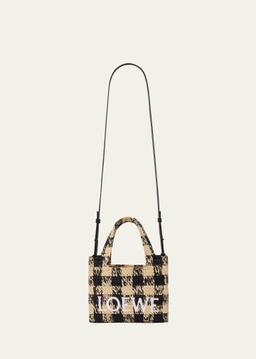 Mini Logo Tote Bag in Gingham Raffia