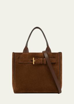 Audrey Small Belted Tote Bag in Suede