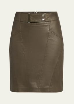 Soft Nappa Leather Mini Pencil Skirt