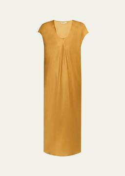 Darby Cap-Sleeve Bias Silk Maxi Dress