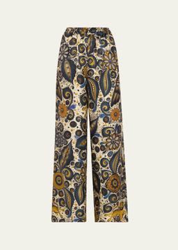 Alvarez Nogal Silk Wide-Leg Pull-On Trousers