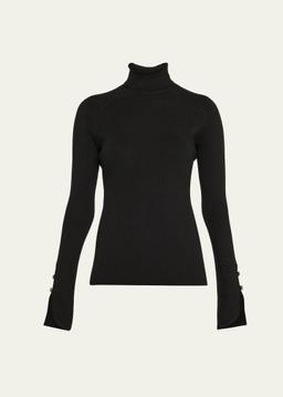 Belle Ribbed Silk Cashmere Turtleneck