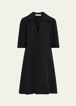 Short-Sleeve A-Line Short Dress