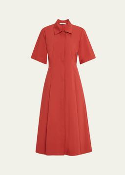 Short-Sleeve Midi Shirtdress
