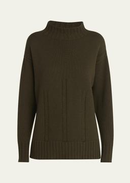 Mock-Neck Wool-Cotton Sweater
