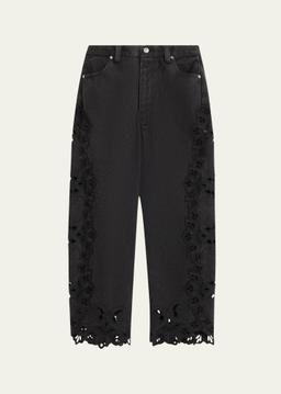 Cavina Embroidered Crop Barrel Jeans