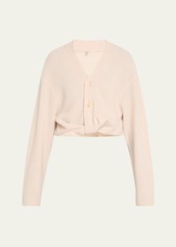 Cashmere Twist-Front Cardigan
