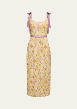 Acacia Belted Daisy Brocade Corset Dress