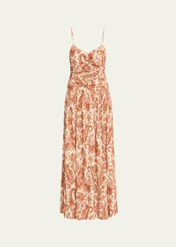 Azalea Paisley-Print Ruched Midi Dress