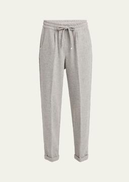 Prince of Wales Drawstring Wool Cashmere Pants