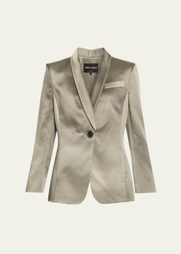 Ombre Satin Single-Breasted Blazer