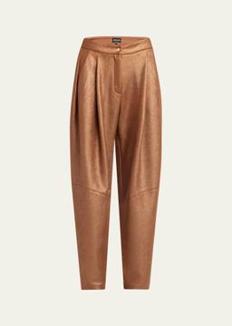Metallic-Coated Jersey Trousers