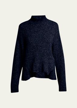 Turtleneck Cashmere-Silk Boucle Sweater