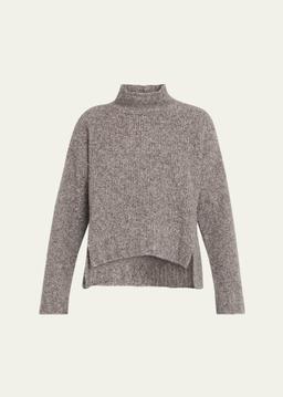 Cashmere-Silk Boucle Turtleneck Sweater