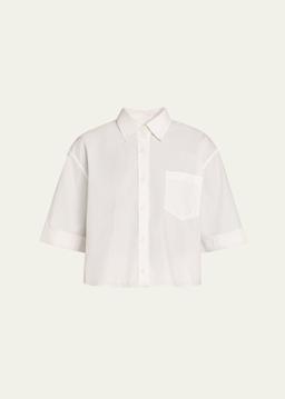 Cropped Oversized Button-Front Shirt