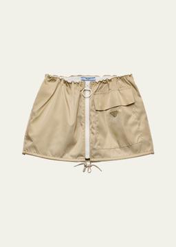 Re-Nylon Drawstring Mini Skirt