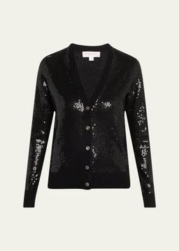 Sequined Cashmere V-Neck Cardigan