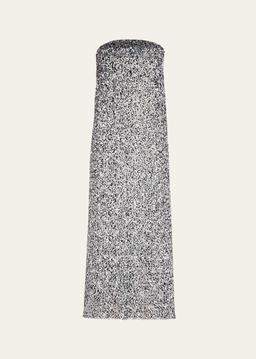 Strapless Sequined Column Gown