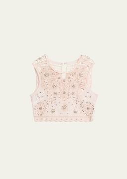 Emeryn Embellished Floral Crop Top