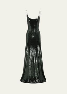 Singlet Backless Mesh Sequined Gown